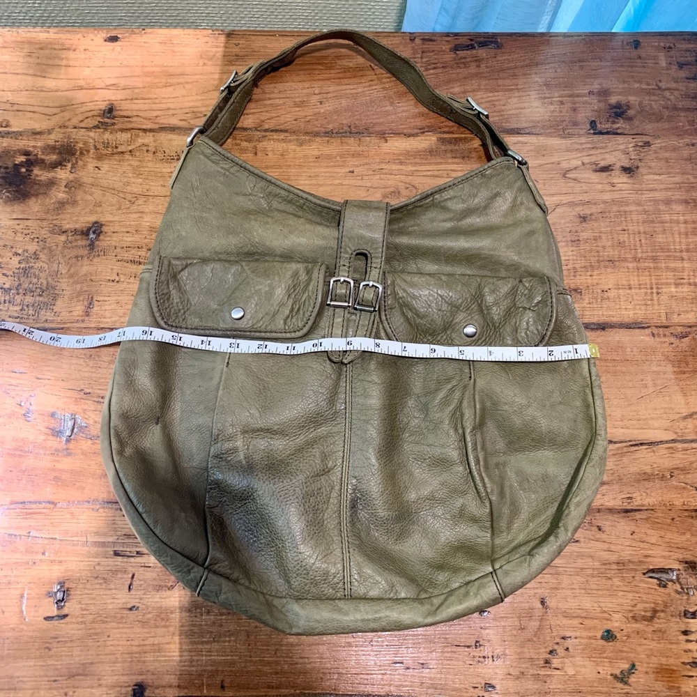 J. Crew Olive Green Leather Hobo Bag